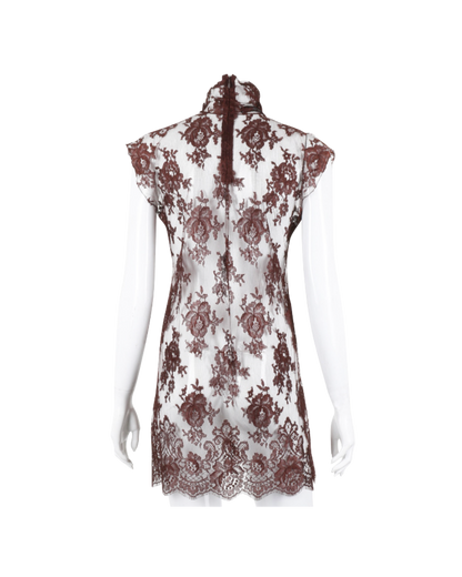 Dolce & Gabbana Brown Lace Tunic Top
