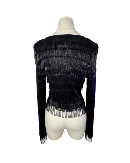 Emporio Armani Black Beaded Fringe Cardigan