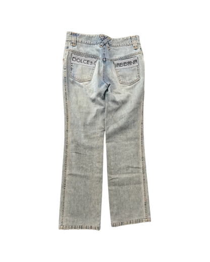 Dolce & Gabbana Denim Rhinestone Logo Jeans