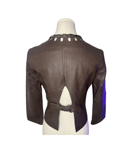 Giorgio Armani Green Leather Tie Jacket
