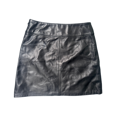 Dolce & Gabbana Black Leather Midi Skirt