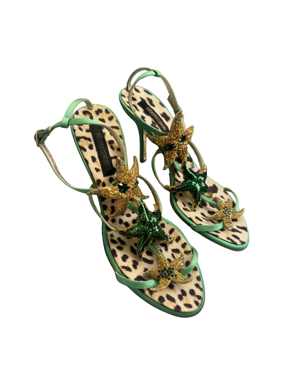 Roberto Cavalli Rhinestone Starfish Heels