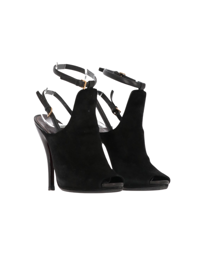 Gucci Suede Peep Toe Booties