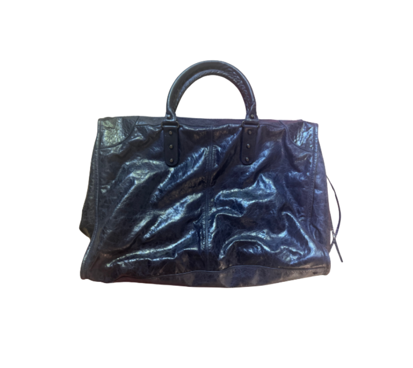 Balenciaga XL Navy Leather City Bag