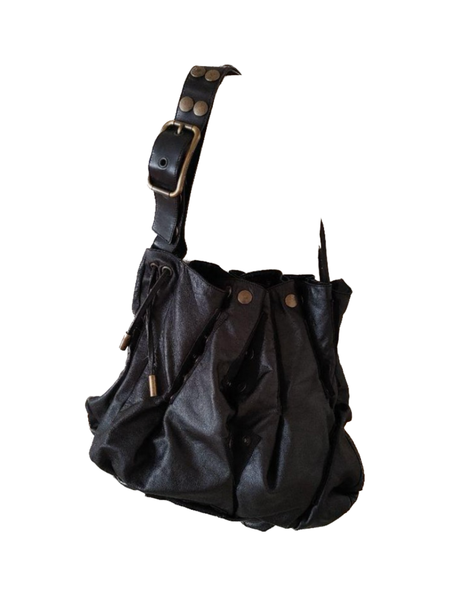 Dolce & Gabbana Black Slouchy Leather Snap Bag