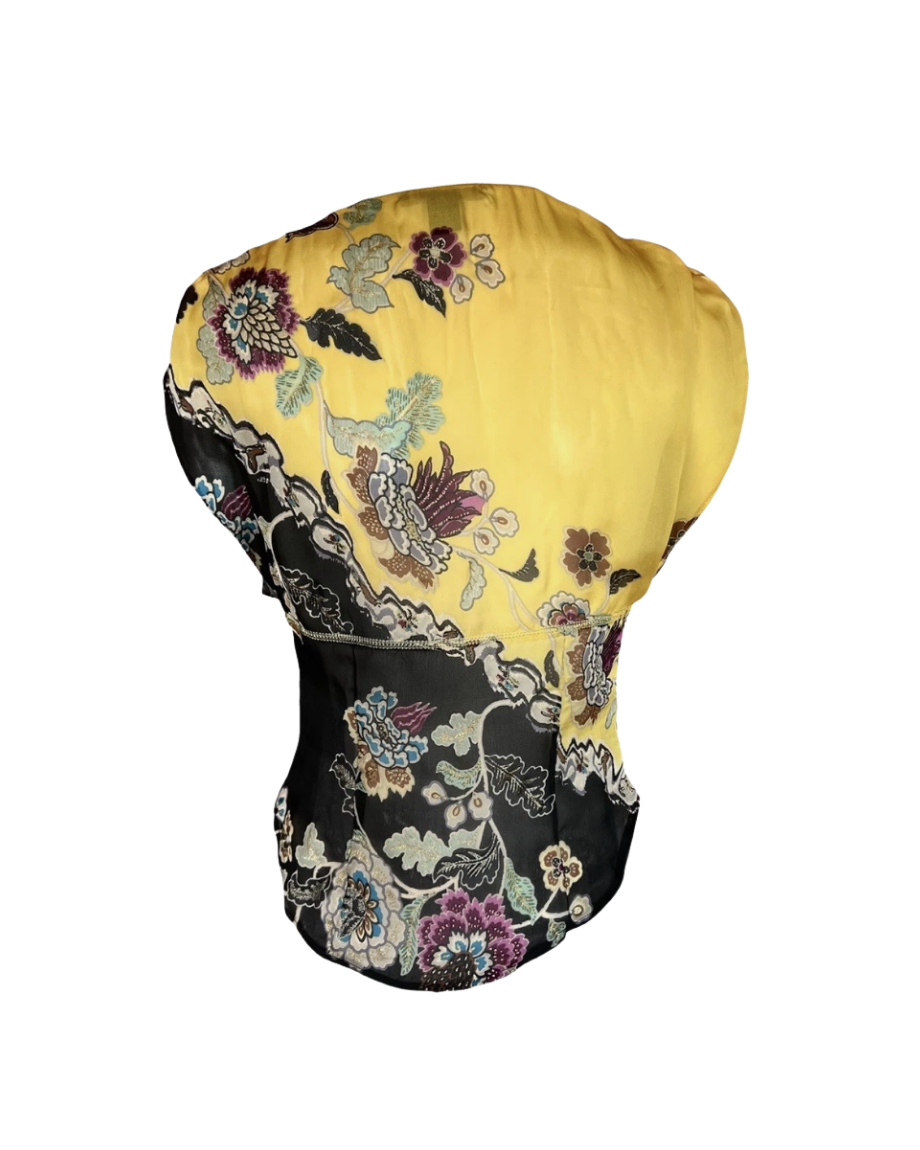 Roberto Cavalli Yellow Chinoiserie Top