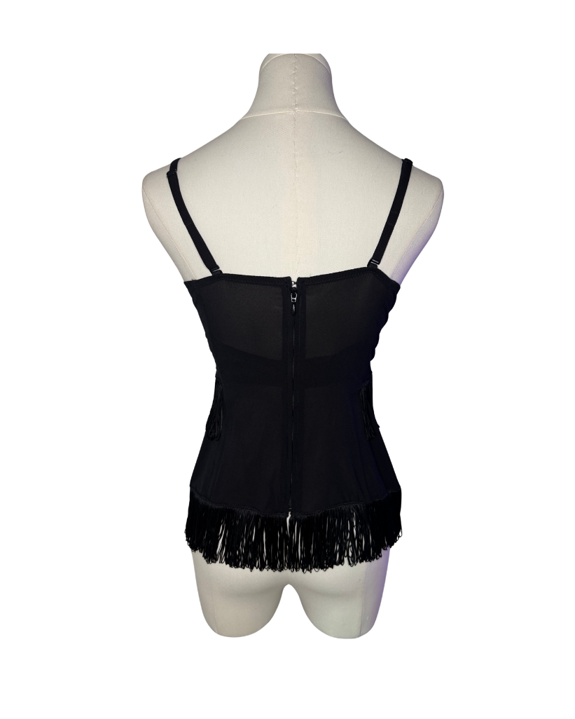 Dolce & Gabbana Black Fringe Corset Top