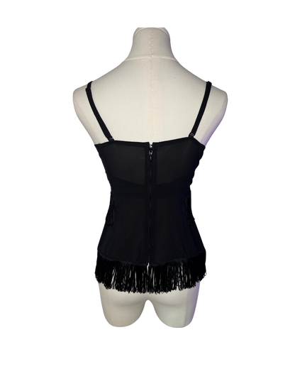 Dolce & Gabbana Black Fringe Corset Top