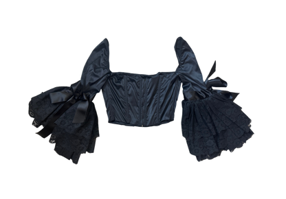 Dolce & Gabbana Lace Ruffle Black Corset Top
