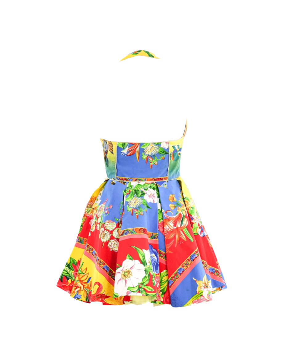 Versus Gianni Versace Floral Halter Mini Dress