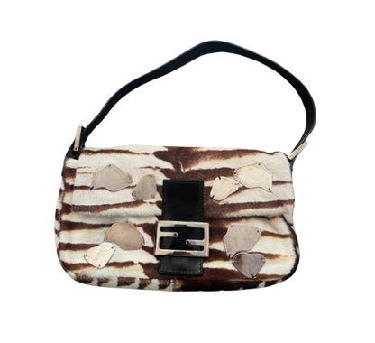 Fendi Mirrored Pony Hair Baguette Bag