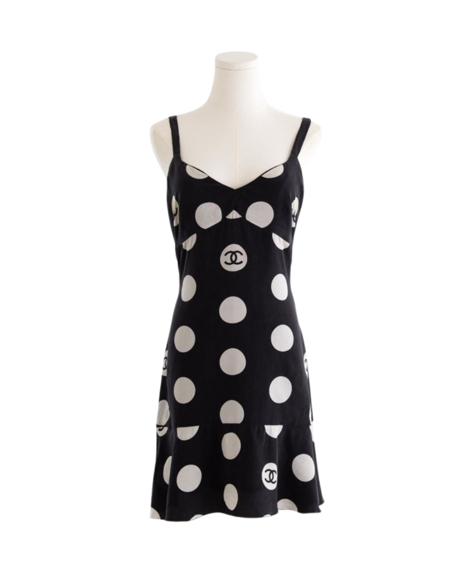 Chanel Polka Dot Logo Mini Dress
