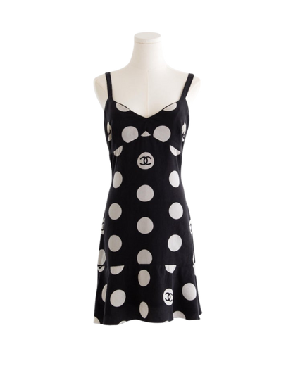 Chanel Polka Dot Logo Mini Dress