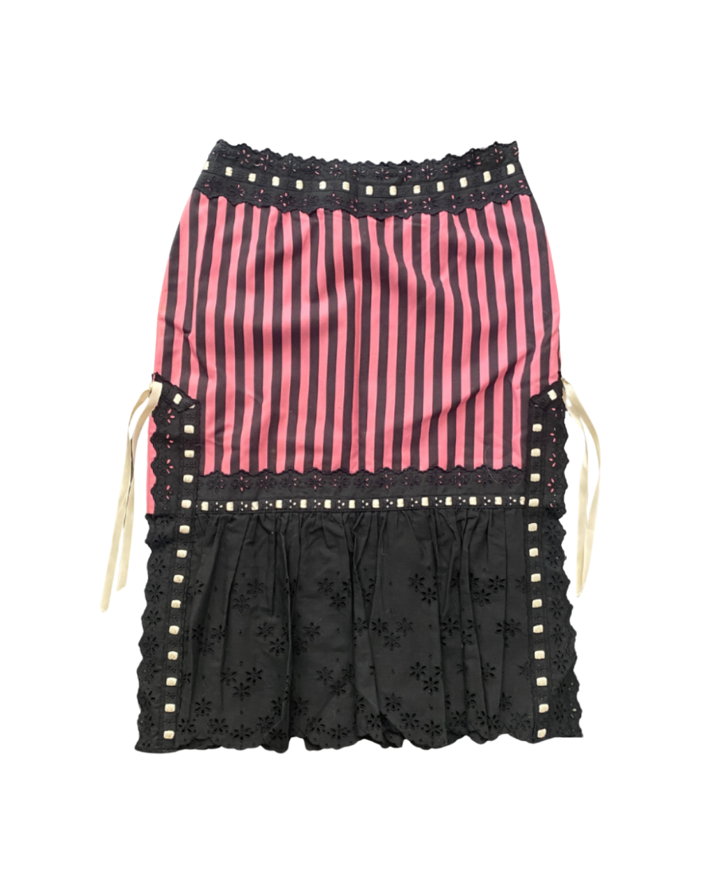 Moschino Pinstripe Lace Ribbon Skirt