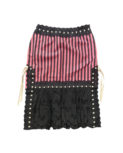 Moschino Pinstripe Lace Ribbon Skirt