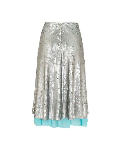Fendi Silver Sequin Midi Skirt