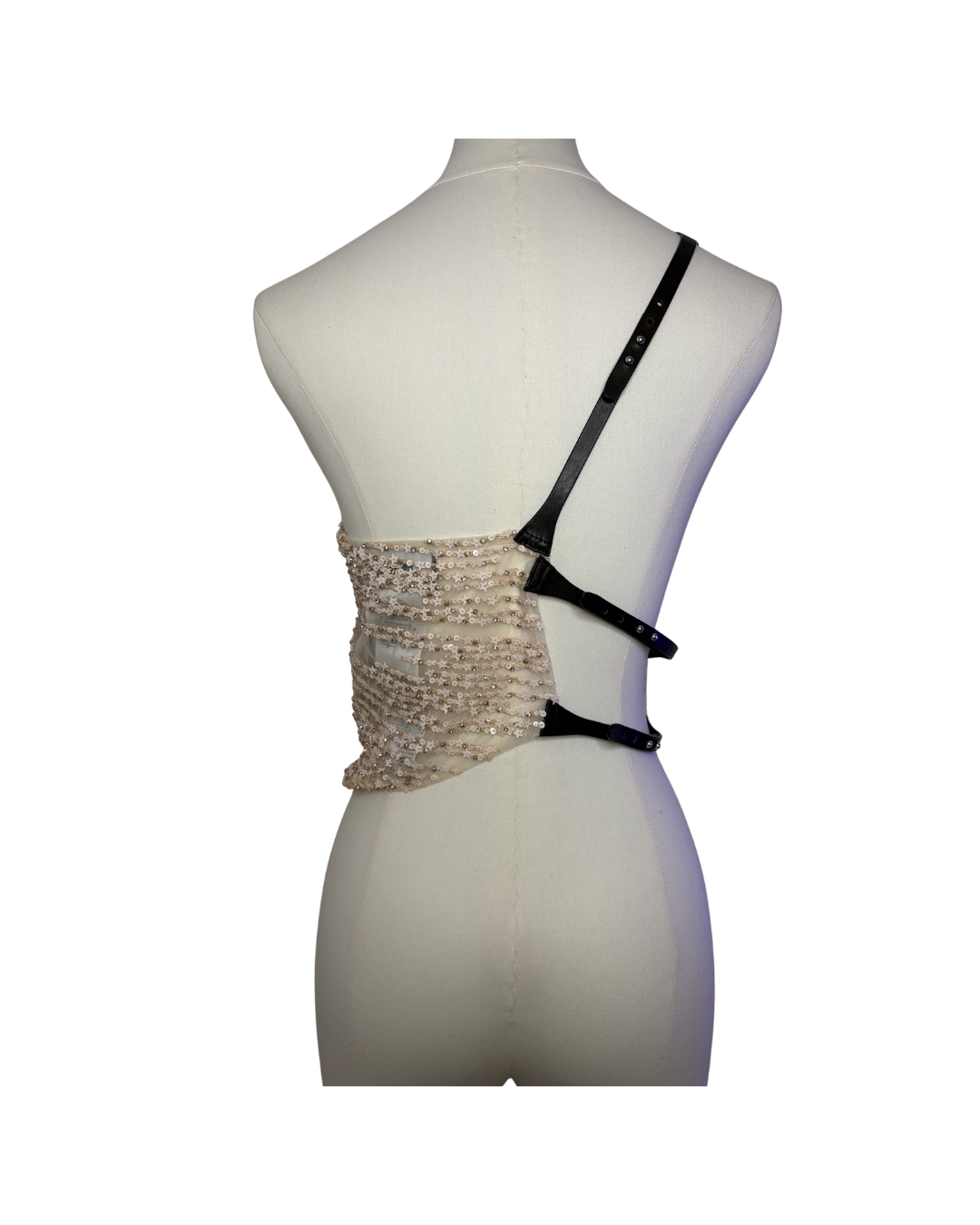 Dsquared² Sequin Leather One Shoulder Top