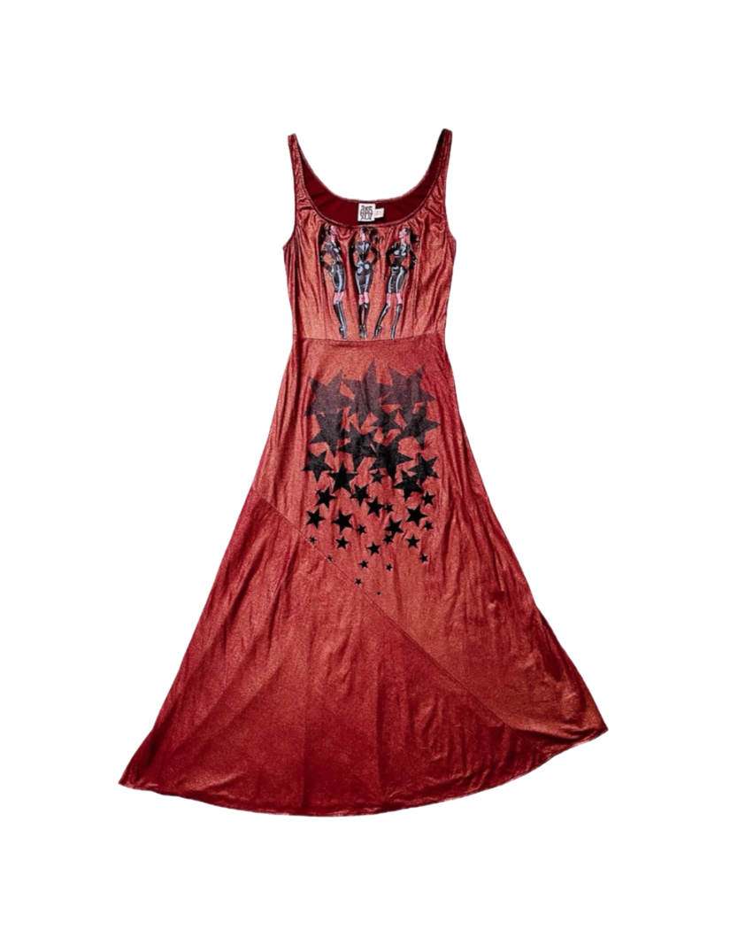 Jean Paul Gaultier ‘Cruella’ Red Metallic Maxi Dress