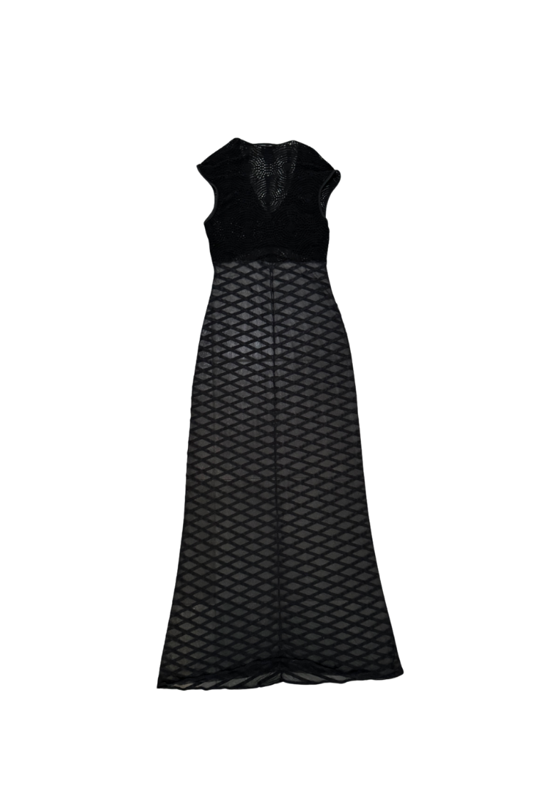 Vivienne Tam Crochet Sheer Striped Maxi Dress