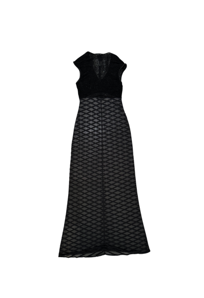 Vivienne Tam Crochet Sheer Striped Maxi Dress
