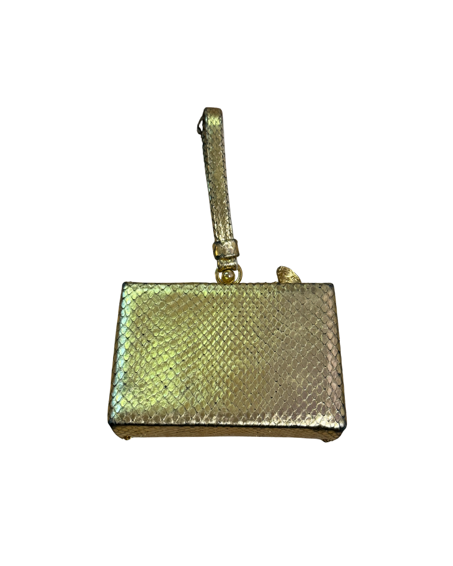Dsquared² Gold Python Mini Clutch Wristlet Bag