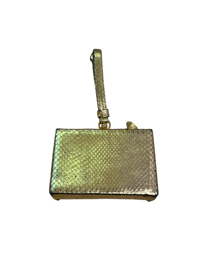 Dsquared² Gold Python Mini Clutch Wristlet Bag