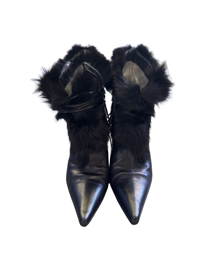 Rodolphe Menudier Black Fur Detailed Booties