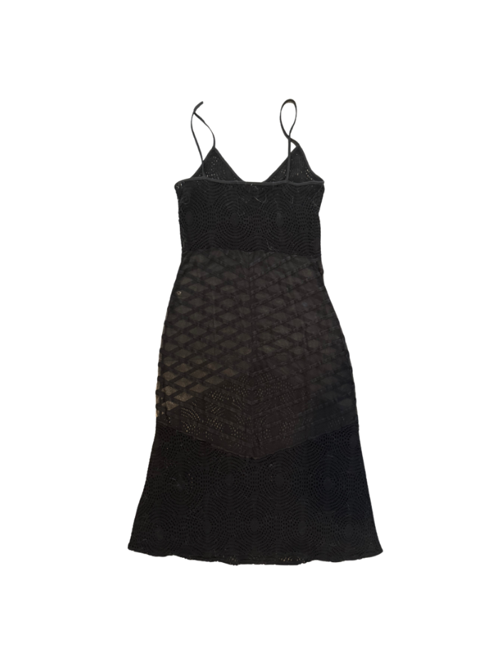 Vivienne Tam Crochet Sheer Striped Mini Dress