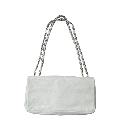 Chanel by Karl Lagerfeld White/Cream Leather Logo Flap Bag