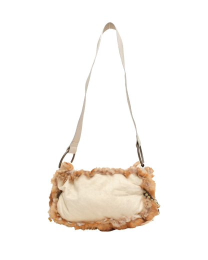 John Galliano Suede Rabbit Fur Crossbody Bag