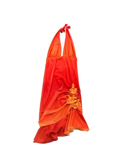 Ema Savahl Ombré Halter Dress w/ Floral Appliqué
