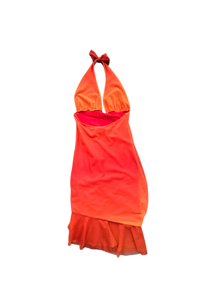 Ema Savahl Ombré Halter Dress w/ Floral Appliqué
