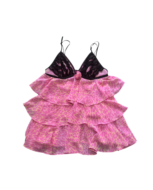Betsey Johnson Pink Leopard Lace Babydoll Dress