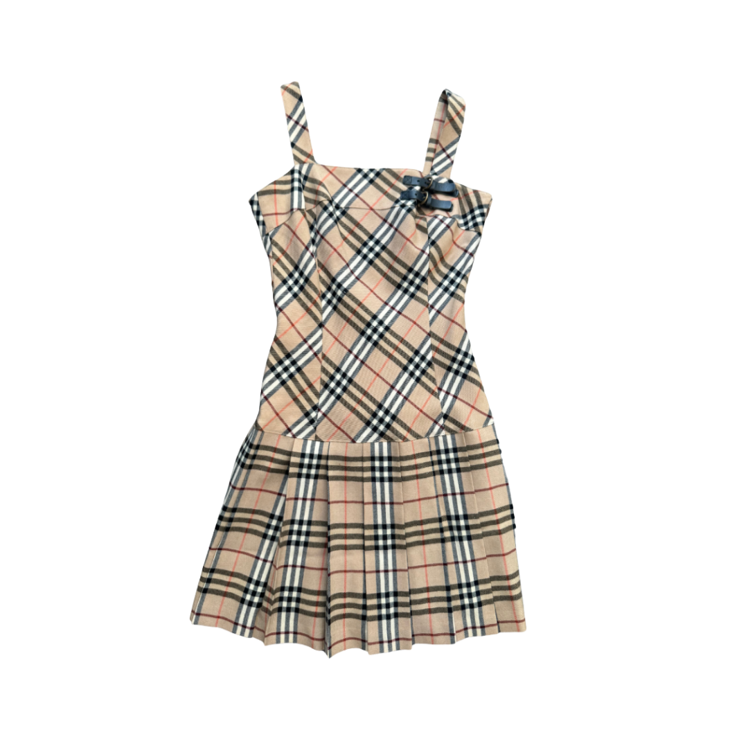 Burberry Blue Label Nova Check Mini Dress w/ Leather Buckle Detail