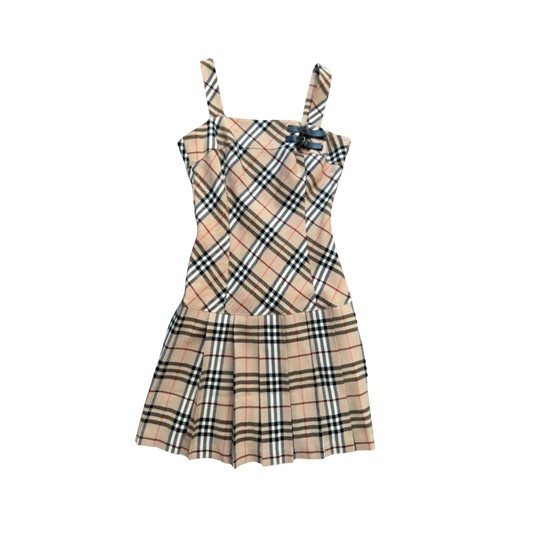 Burberry Blue Label Nova Check Mini Dress w/ Leather Buckle Detail