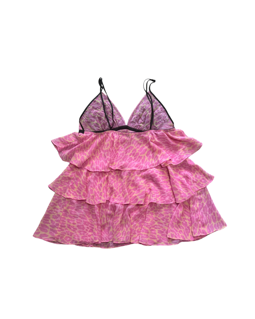 Betsey Johnson Pink Leopard Lace Babydoll Dress