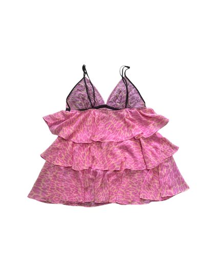 Betsey Johnson Pink Leopard Lace Babydoll Dress