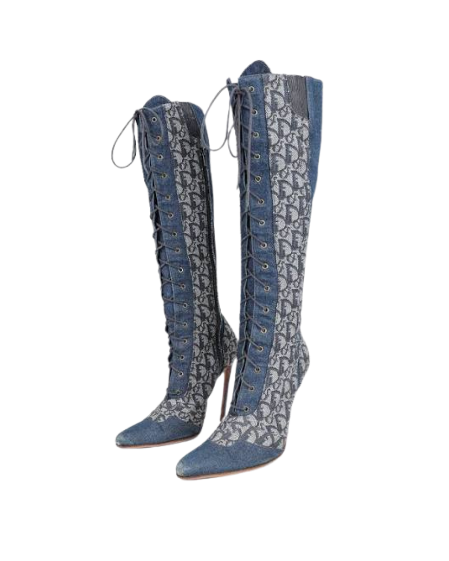 Christian Dior Denim Monogram Boots