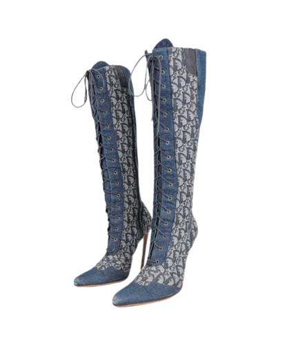 Christian Dior Denim Monogram Boots