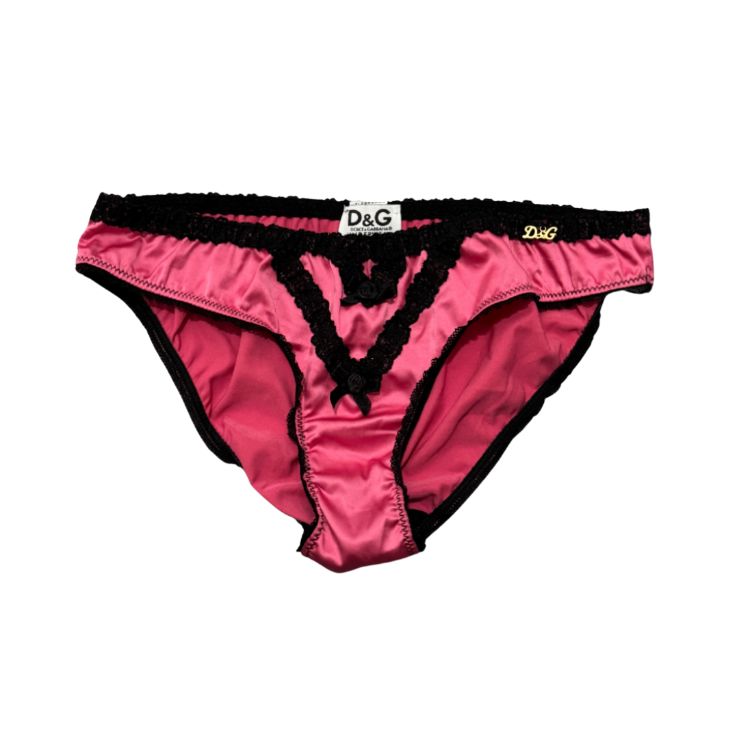 Dolce & Gabbana Pink and Black Lace Bra