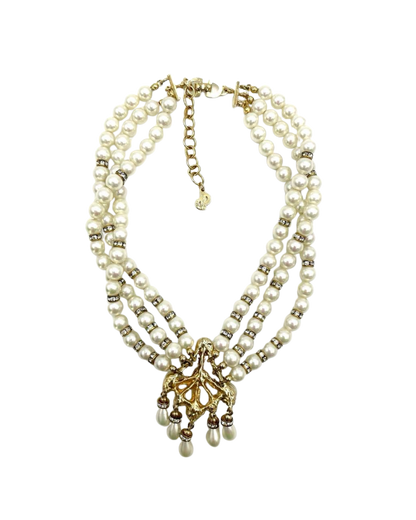 Christian Dior Triple Strand Pearl Necklace
