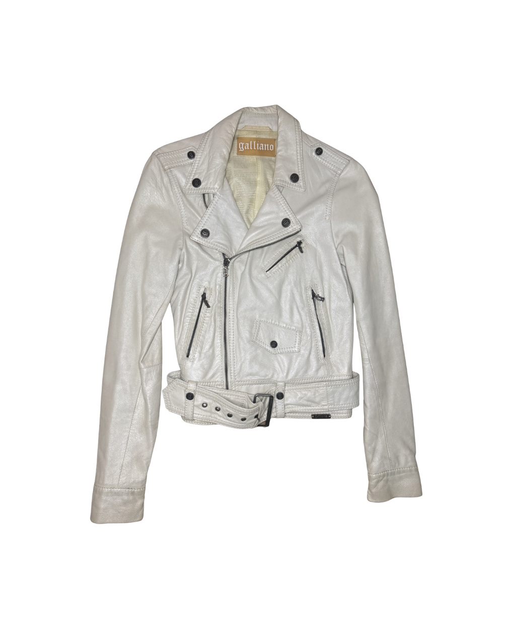John Galliano White Iridescent Leather Jacket