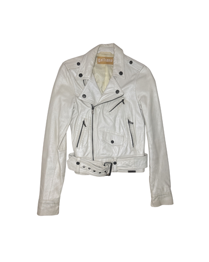 John Galliano White Iridescent Leather Jacket