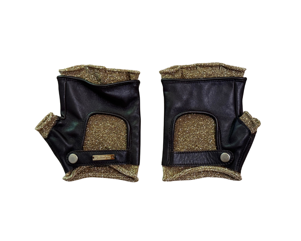 Dsquared² Brown & Gold Fingerless Gloves