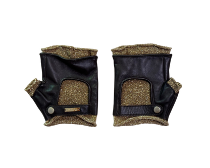 Dsquared² Brown & Gold Fingerless Gloves