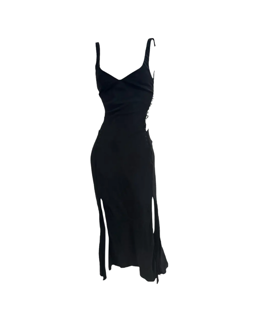 Gucci by Tom Ford Silk Midi Lace-Up Dress