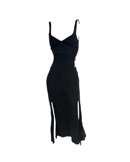 Gucci by Tom Ford Silk Midi Lace-Up Dress