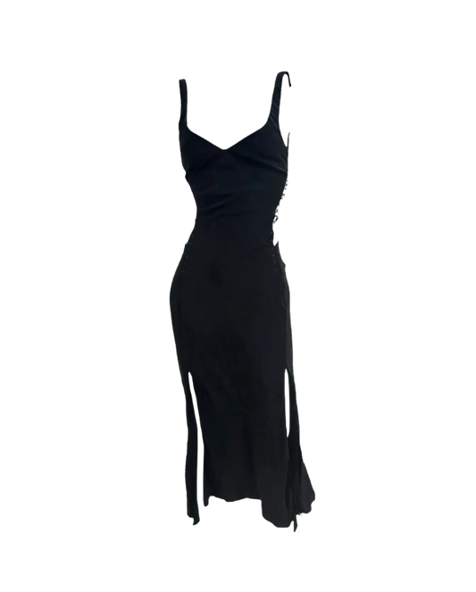 Gucci by Tom Ford Silk Midi Lace-Up Dress