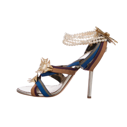 Roberto Cavalli Medallion Heels with Detachable Pearl Ankle Straps