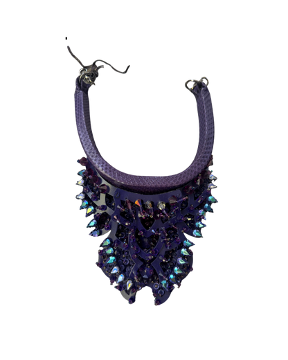Roberto Cavalli Purple Snakeskin Statement Necklace